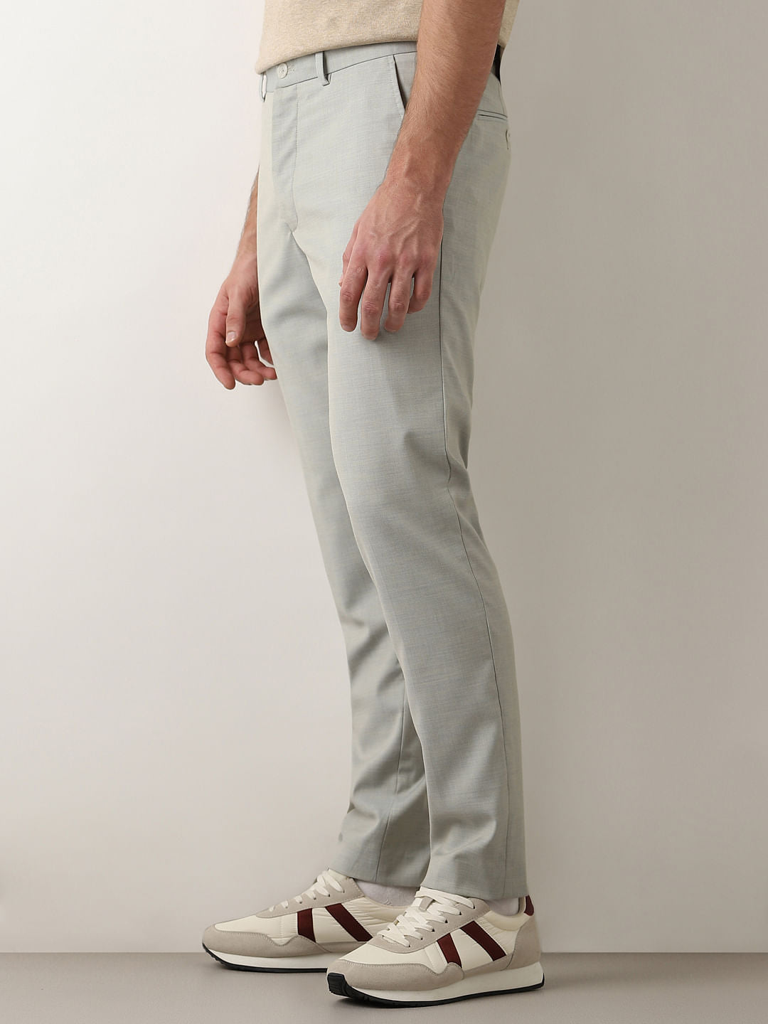 Light Green Mid Rise Suit-Set Trousers