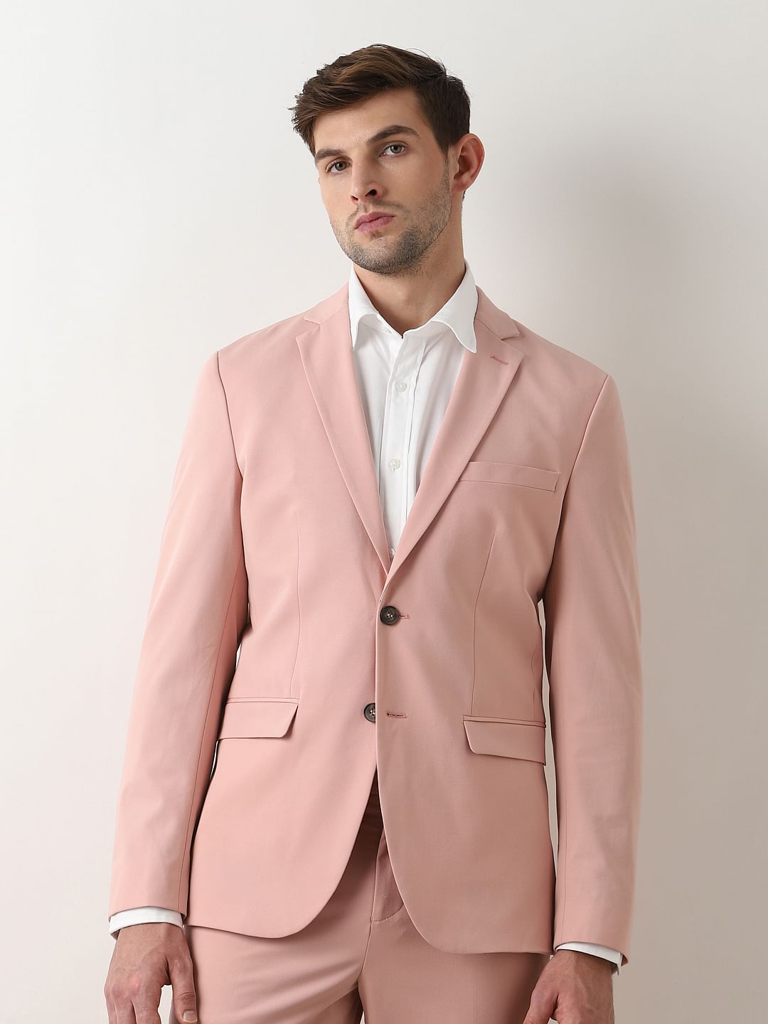 Pink Single Breasted Suit-Set Blazer