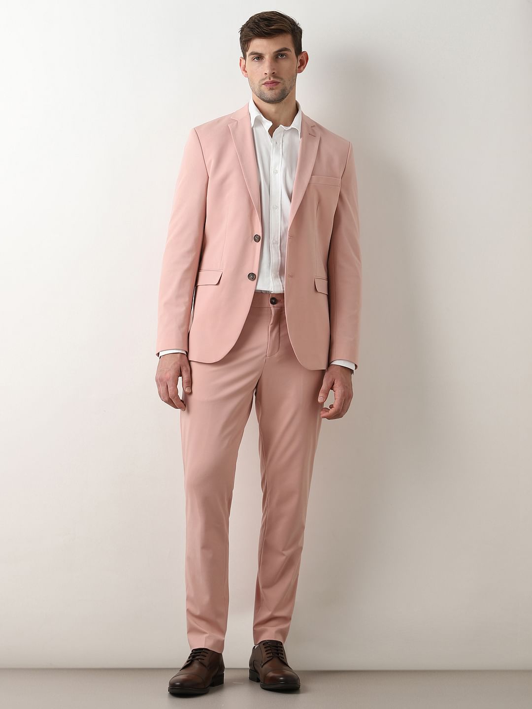 Pink Single Breasted Suit-Set Blazer