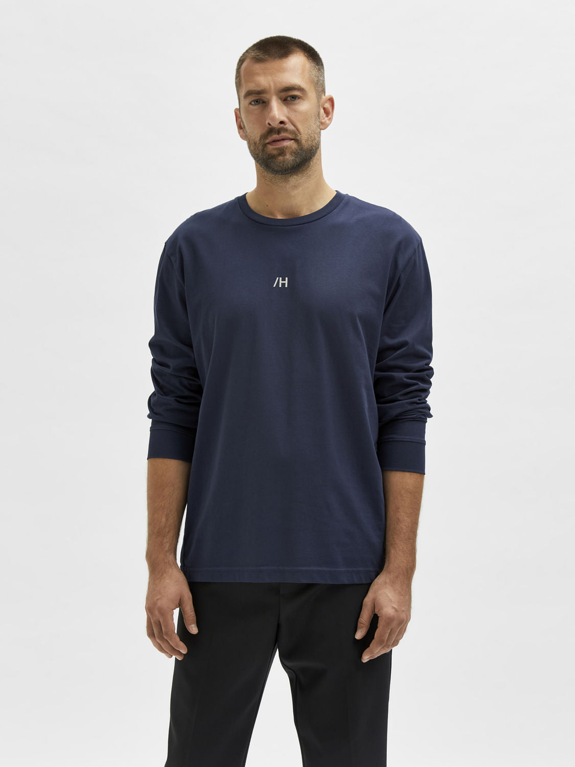 Blue Full Sleeves Crew Neck T-Shirt