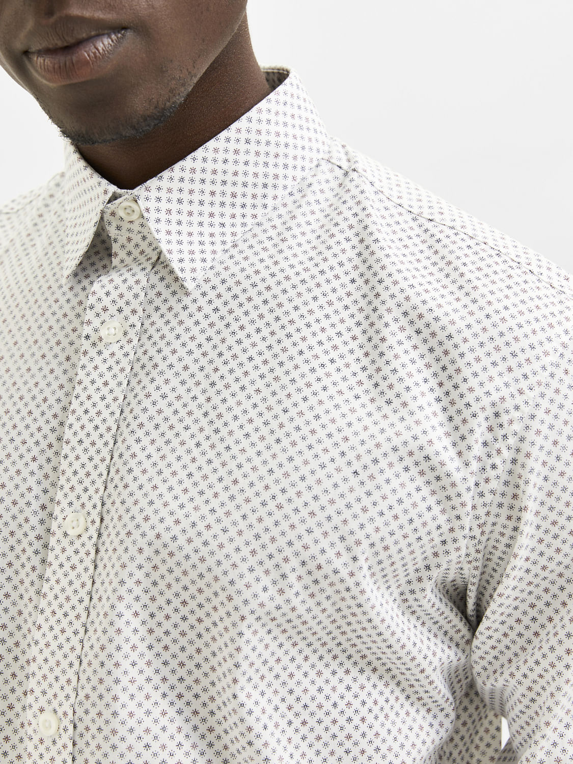 White Printed Full Sleeves Shirt