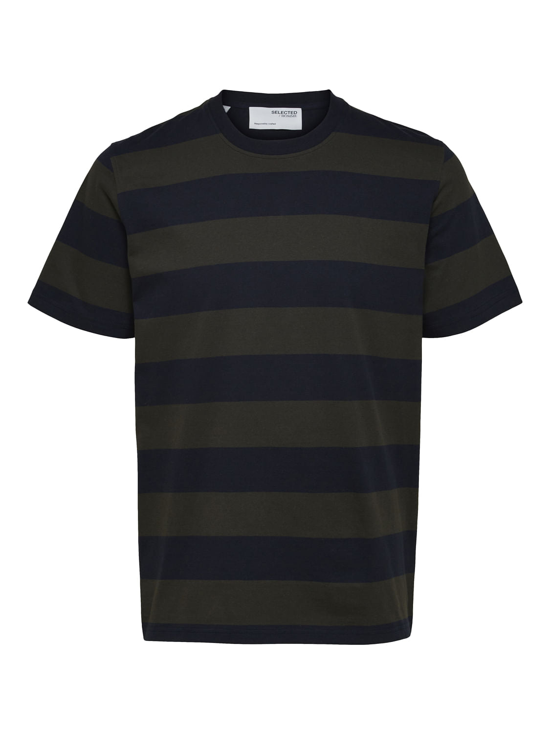Grey Striped Crew Neck T-Shirt