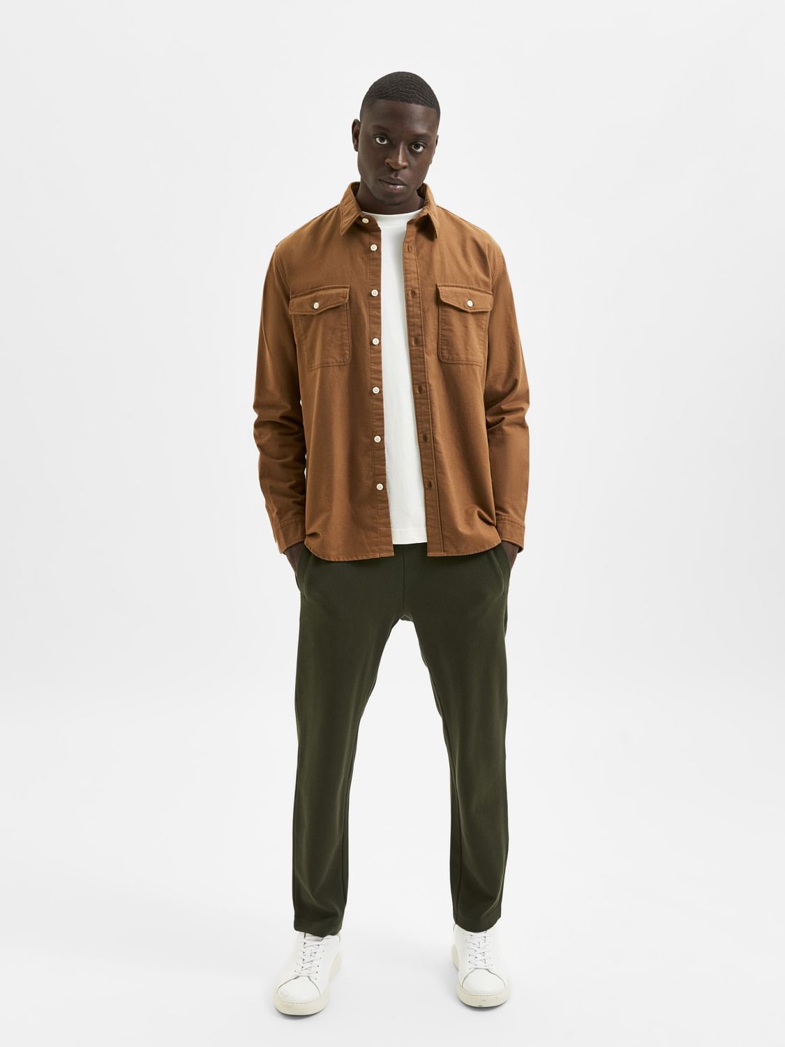Brown Full Sleeves Solid Shirt