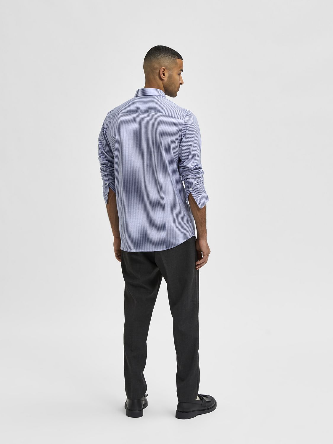 Blue Striped Full Sleeves Shirt