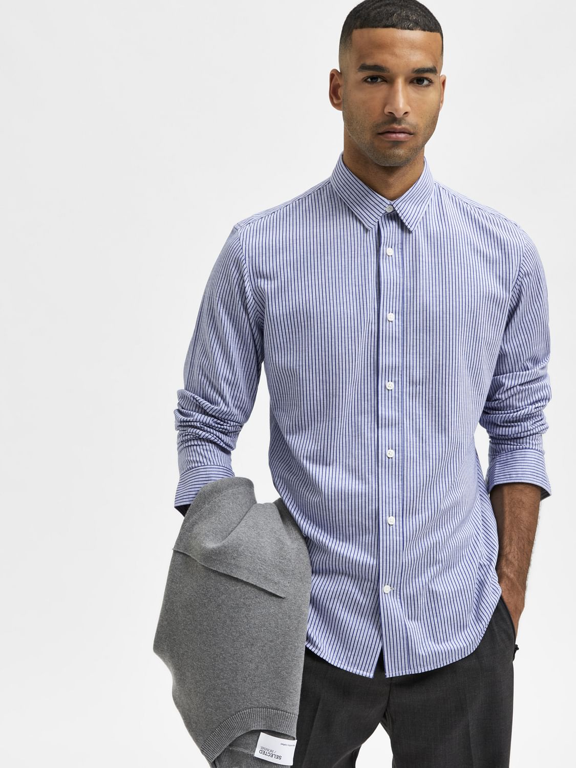 Blue Striped Full Sleeves Shirt
