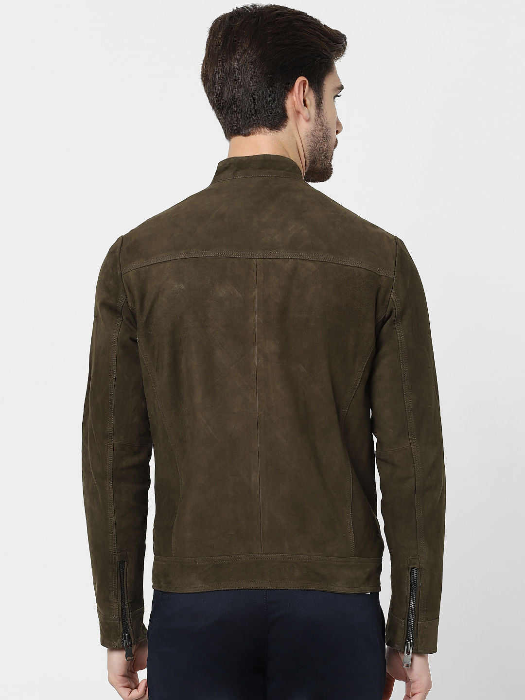 Brown Suede Bomber Jacket
