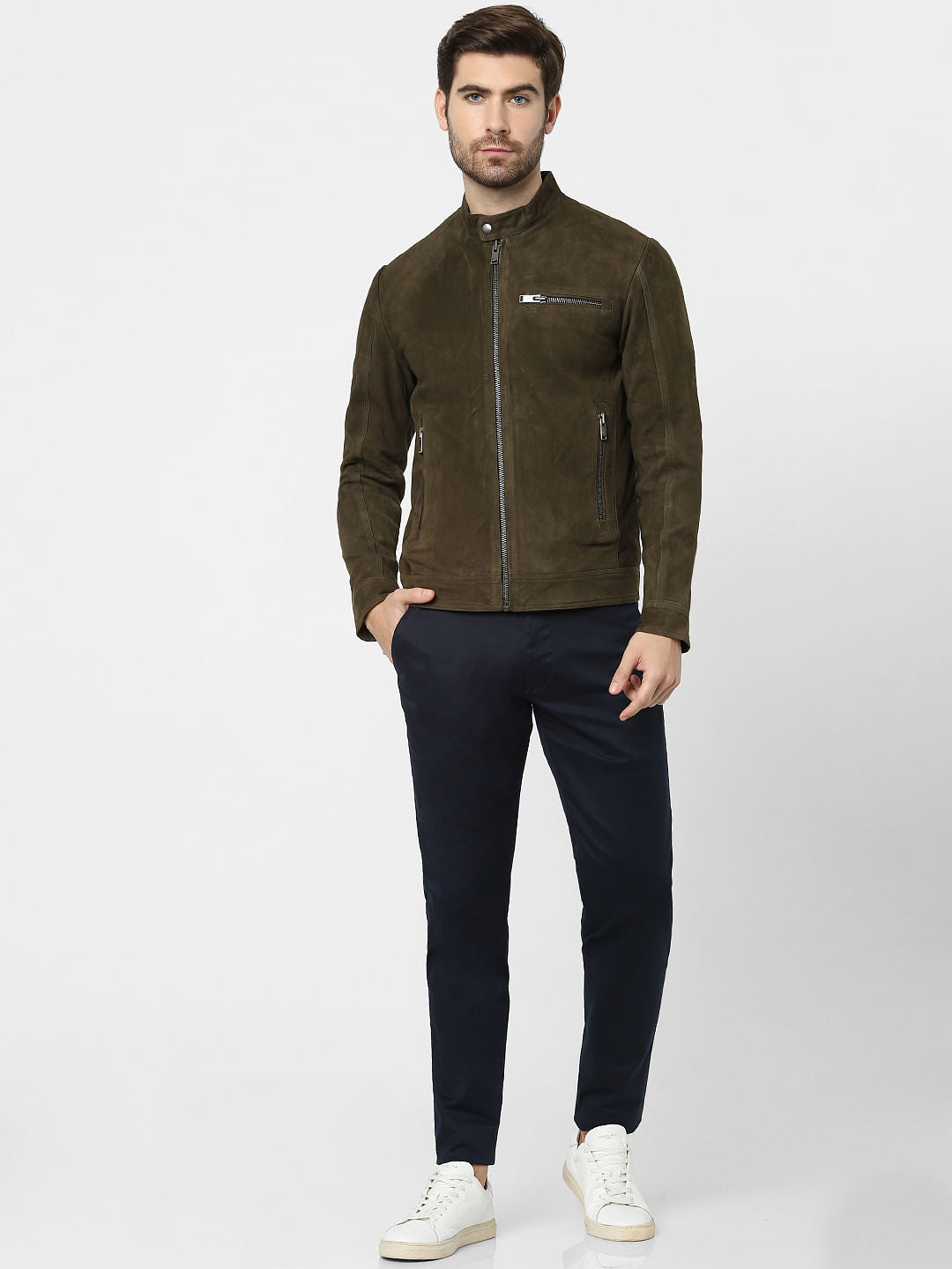 Brown Suede Bomber Jacket