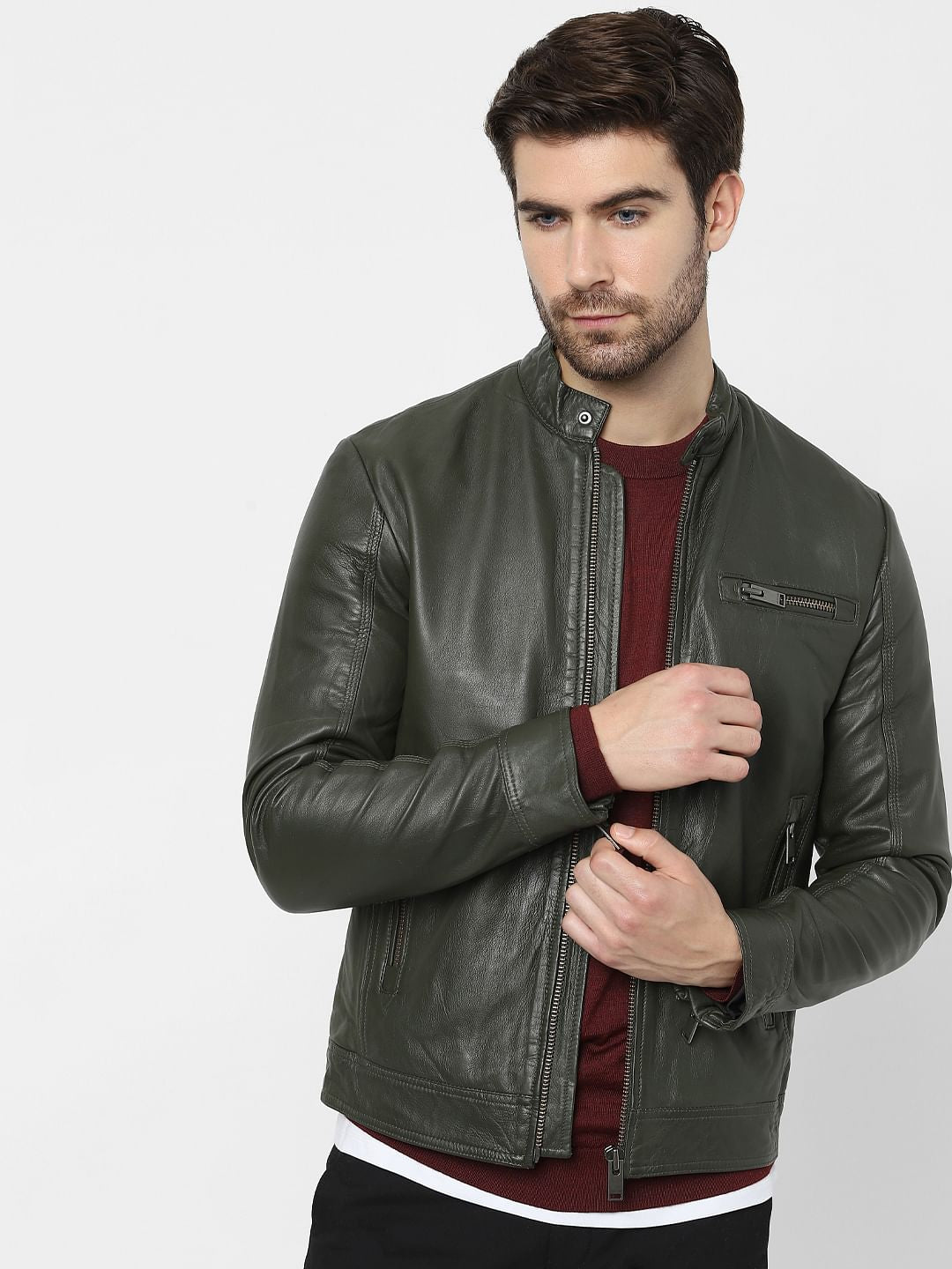Dark Grey Leather Jacket