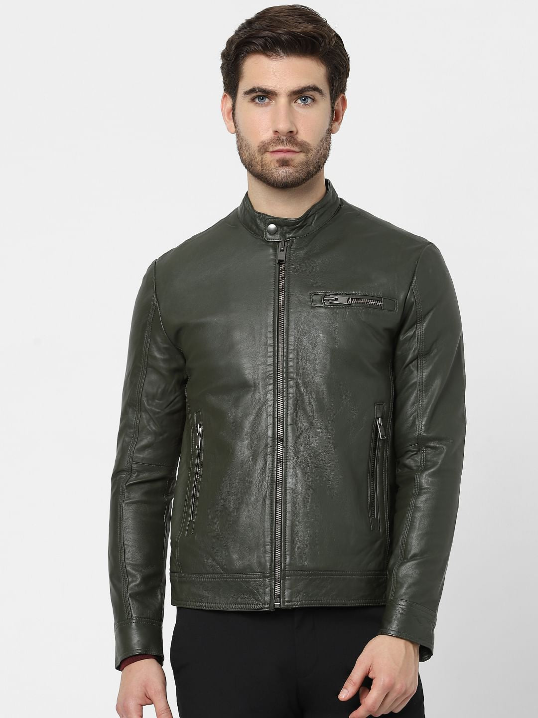 Dark Grey Leather Jacket