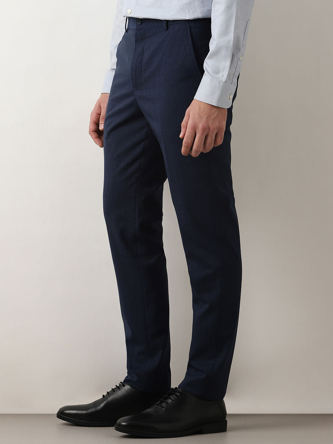 Dark Blue Mid Rise Suit-Set Trousers