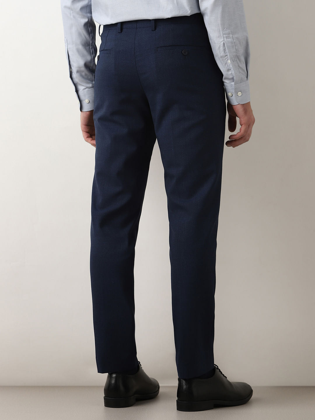 Dark Blue Mid Rise Suit-Set Trousers