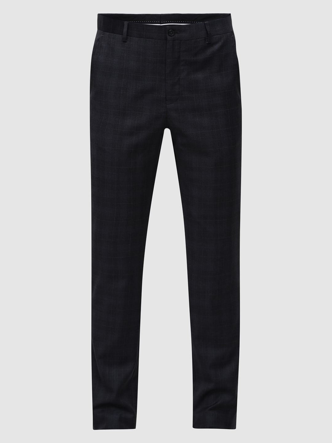 Dark Grey Check Tailored Trousers