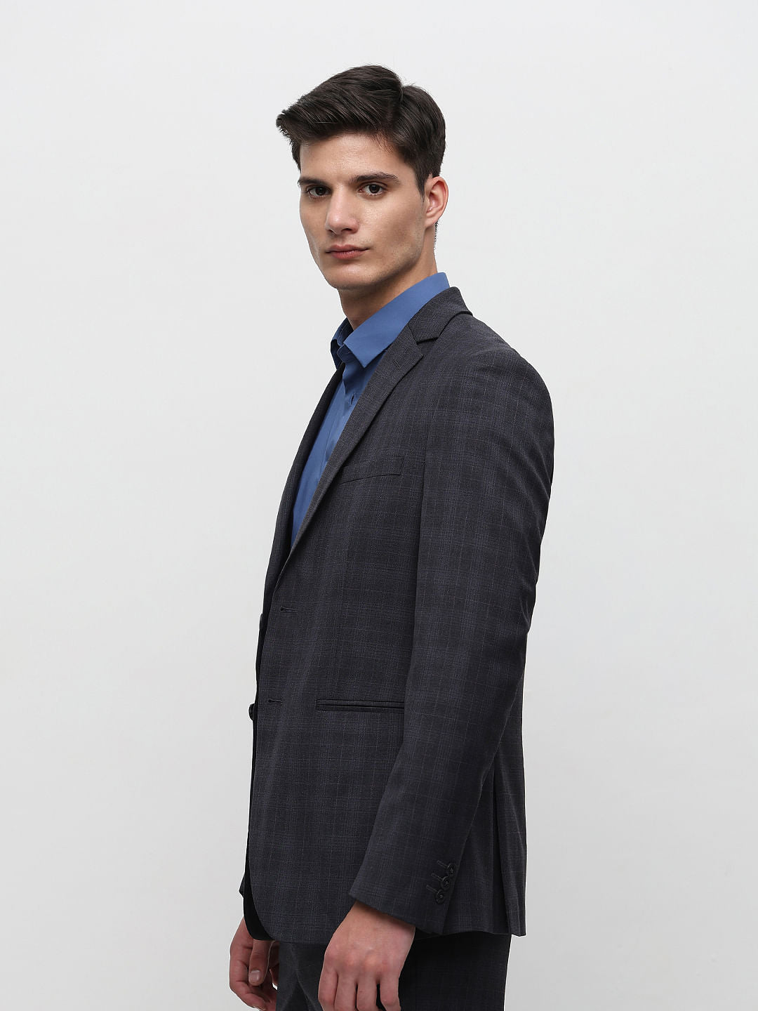 Grey Check Suit-Set Blazer