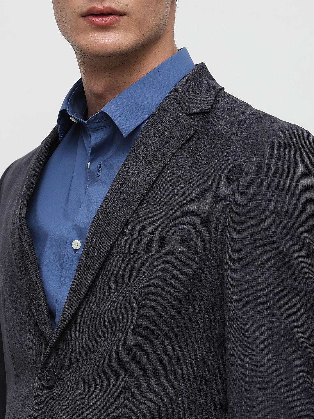 Grey Check Suit-Set Blazer