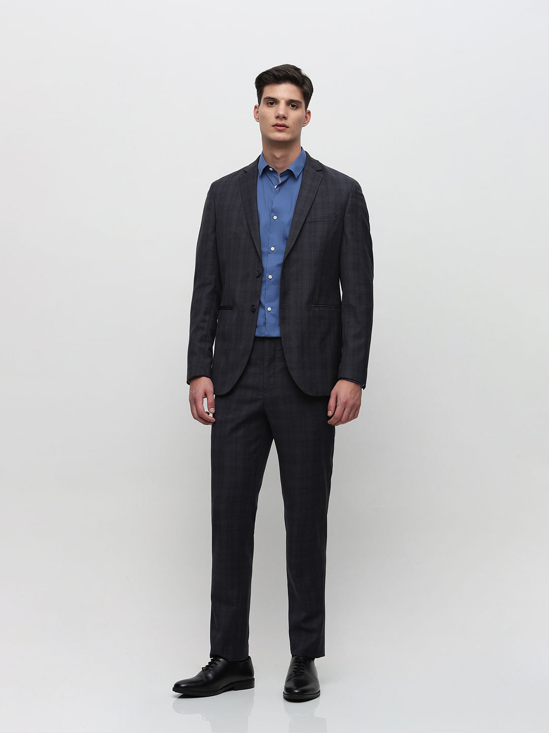 Grey Check Suit-Set Blazer