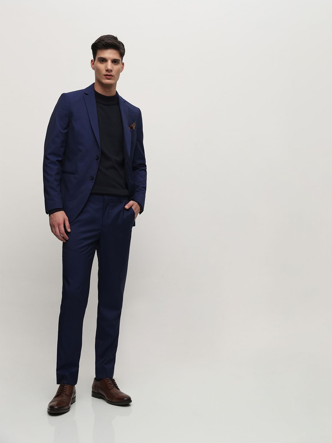 Royal Blue Mid Rise Suit-Set Trousers