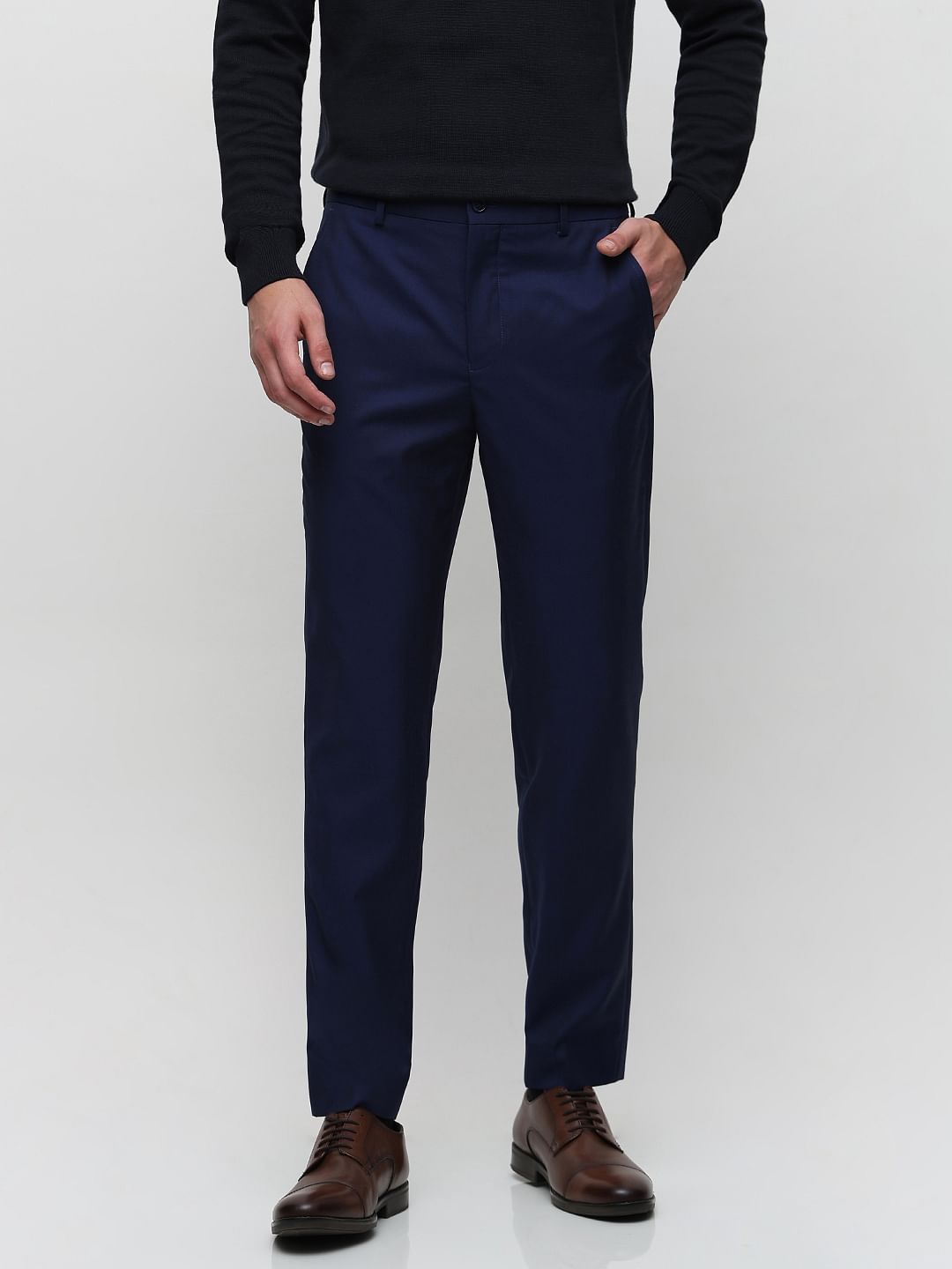 Royal Blue Mid Rise Suit-Set Trousers