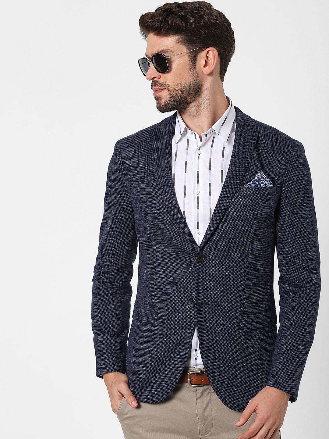 Blue Knit Formal Blazer