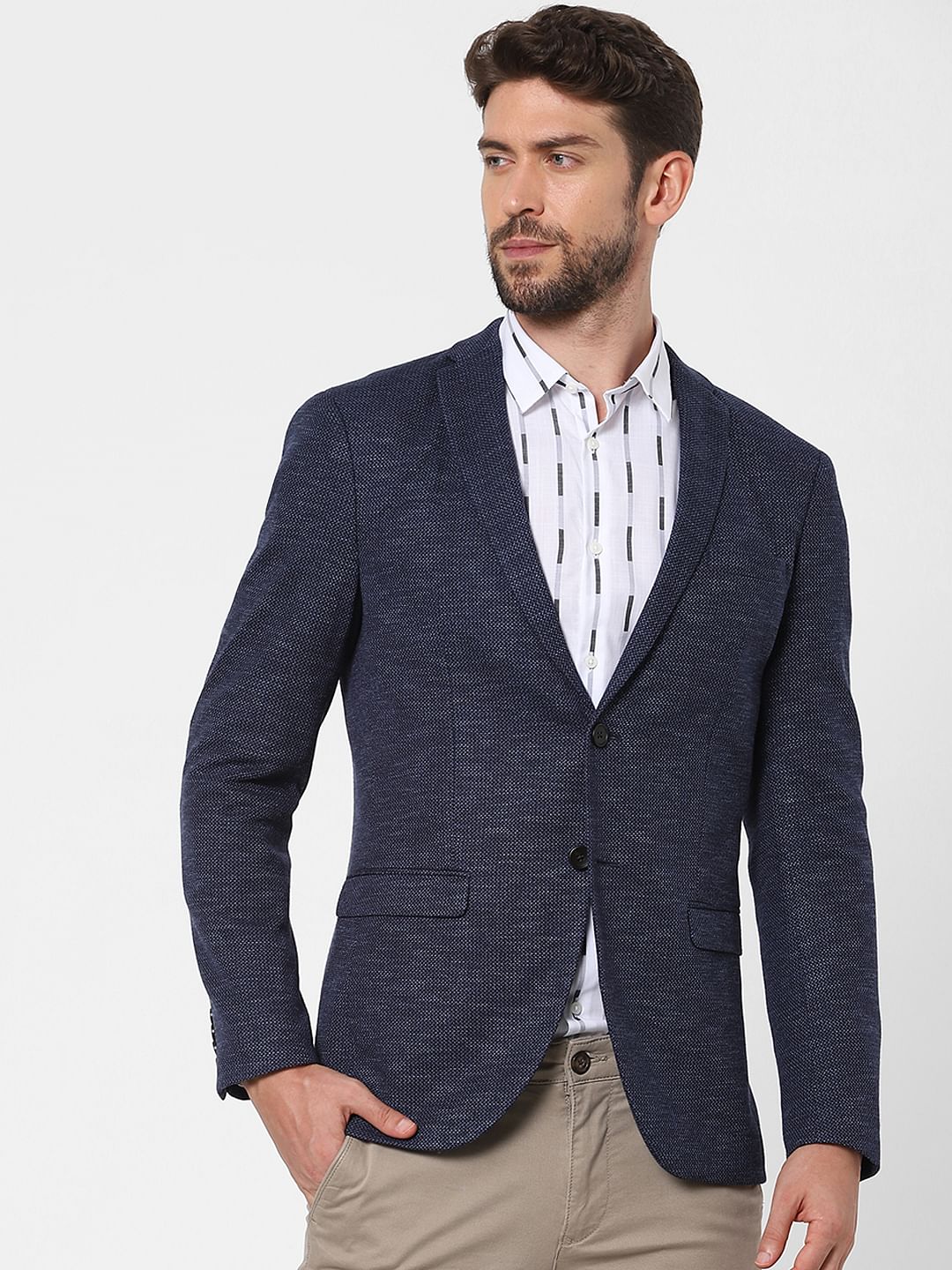 Blue Knit Formal Blazer