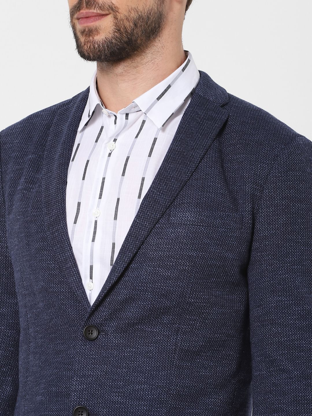 Blue Knit Formal Blazer