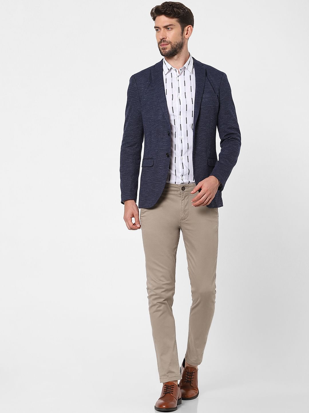Blue Knit Formal Blazer