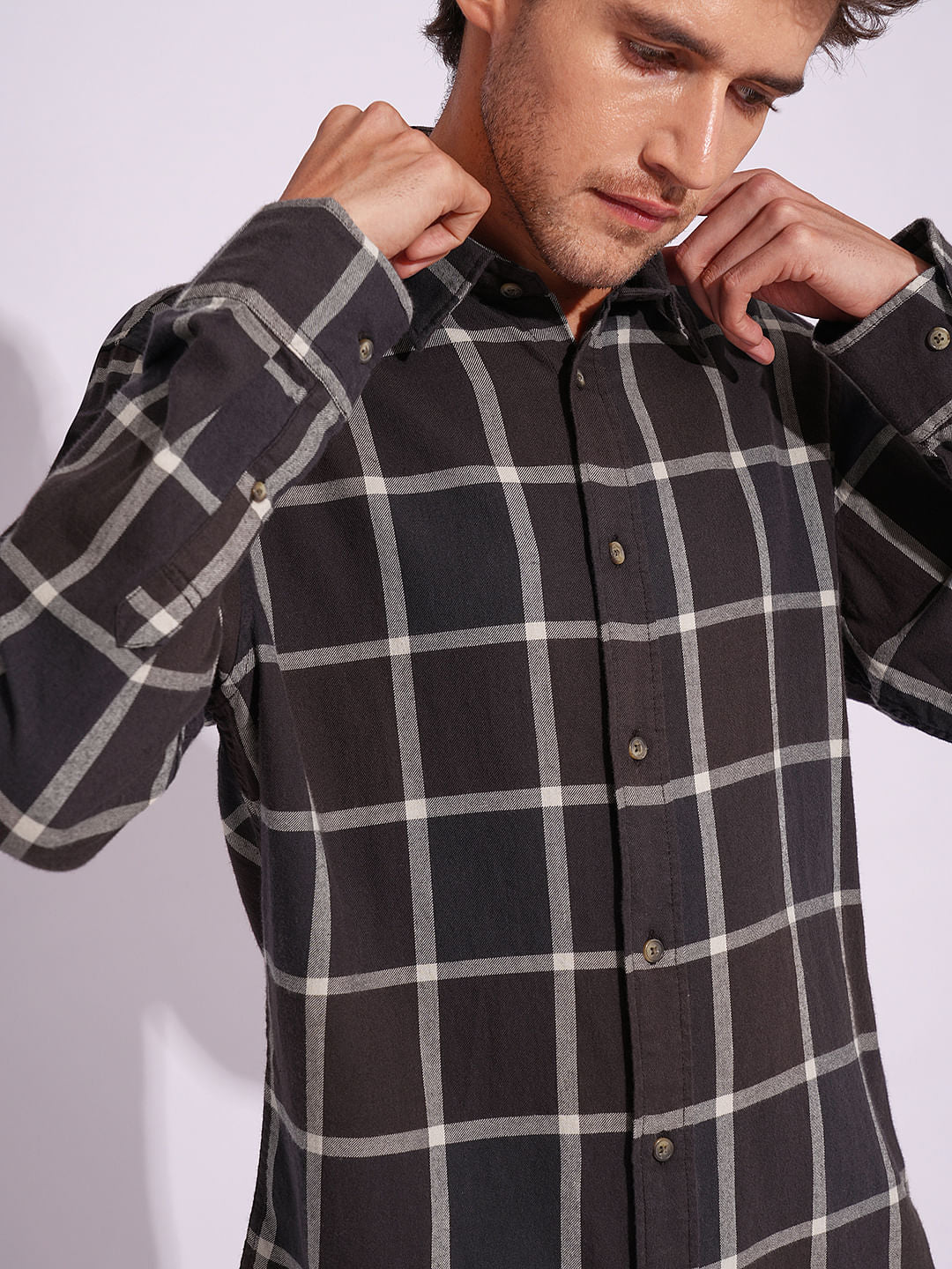 Brown Organic Cotton Check Shirt