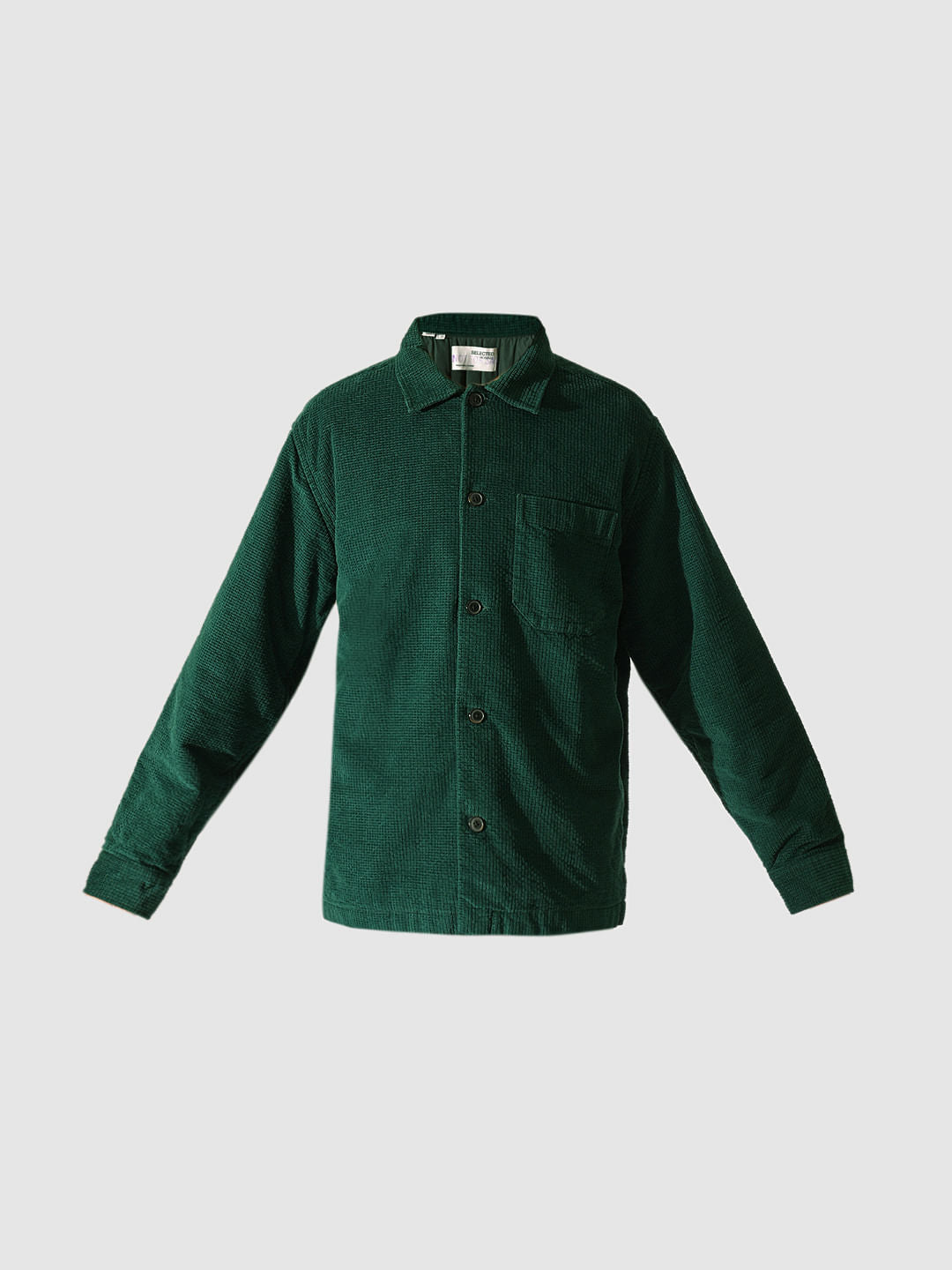Dark Green Corduroy Padded Overshirt