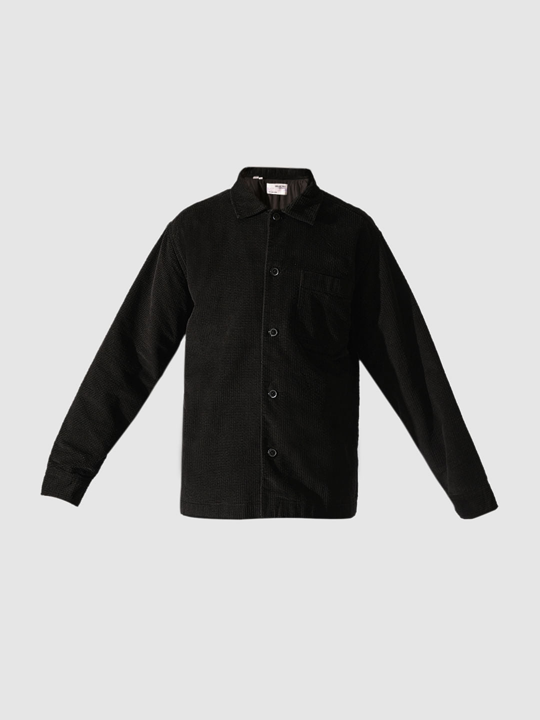 Black Corduroy Padded Overshirt