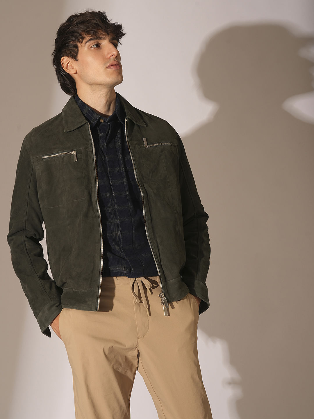 Navy Blue Corduroy Check Shirt