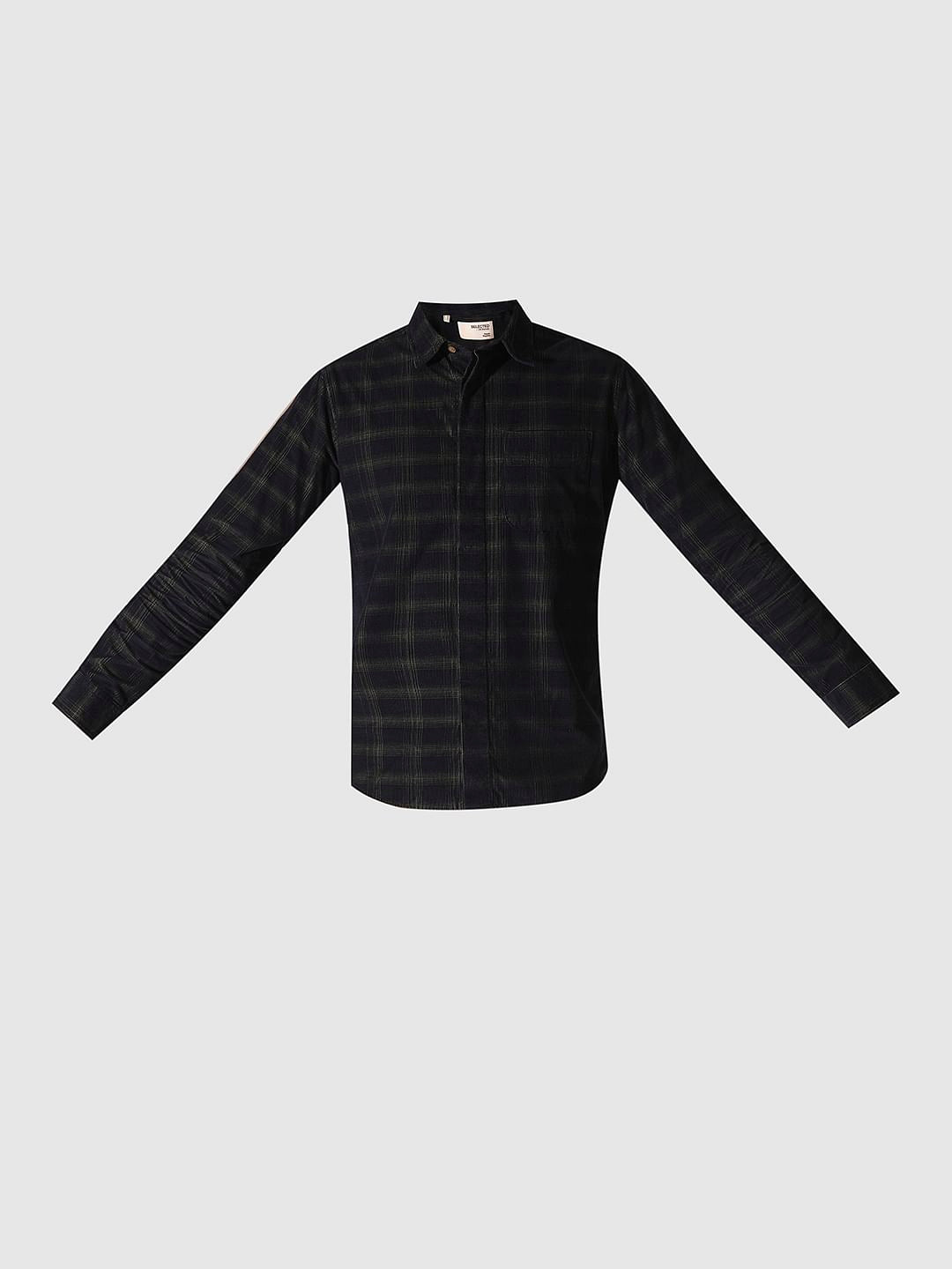 Navy Blue Corduroy Check Shirt