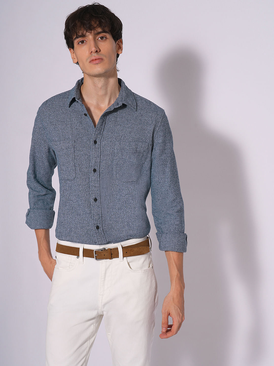 Blue Organic Cotton Full Sleeves Shirt