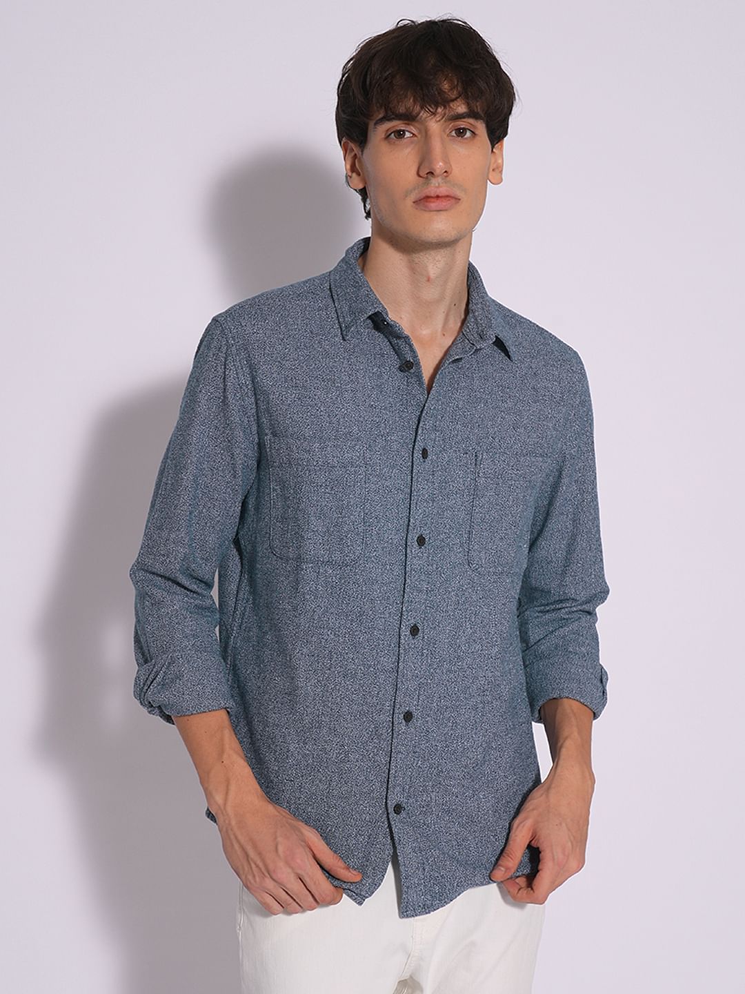 Blue Organic Cotton Full Sleeves Shirt
