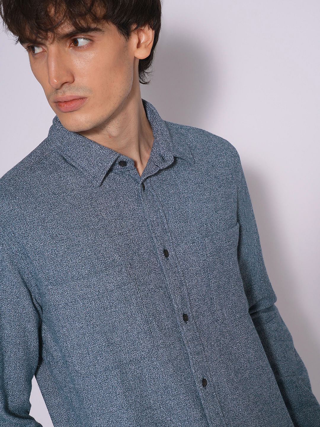 Blue Organic Cotton Full Sleeves Shirt