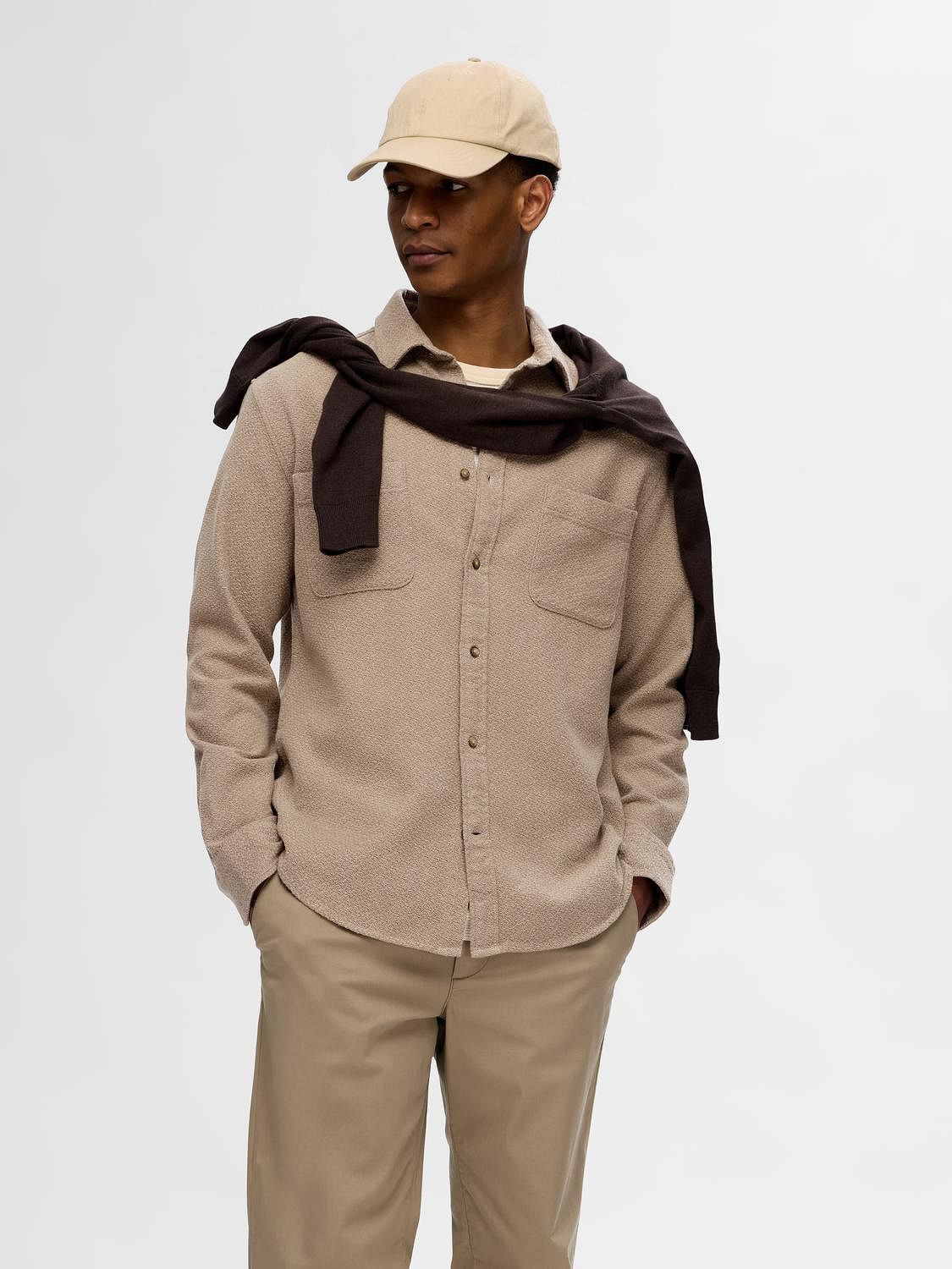 Beige Organic Cotton Full Sleeves Shirt