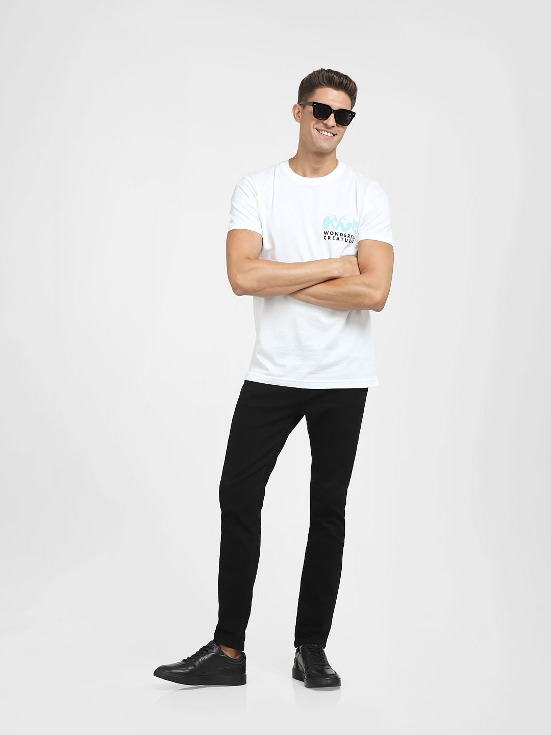 Black Mid Rise Slim Fit Jeans