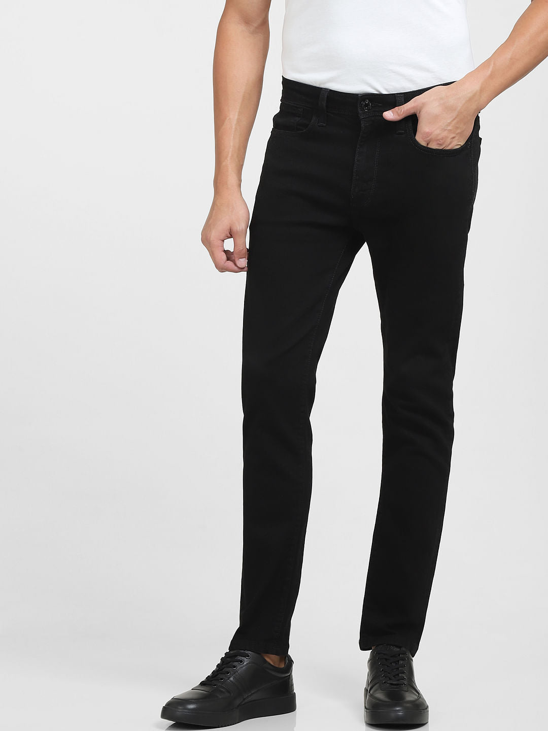 Black Mid Rise Slim Fit Jeans