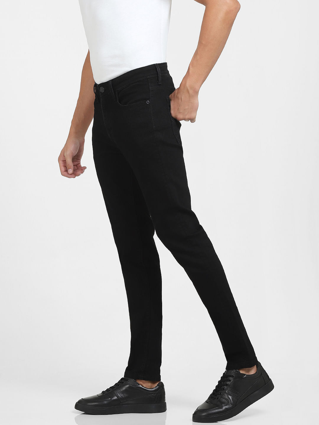 Black Mid Rise Slim Fit Jeans