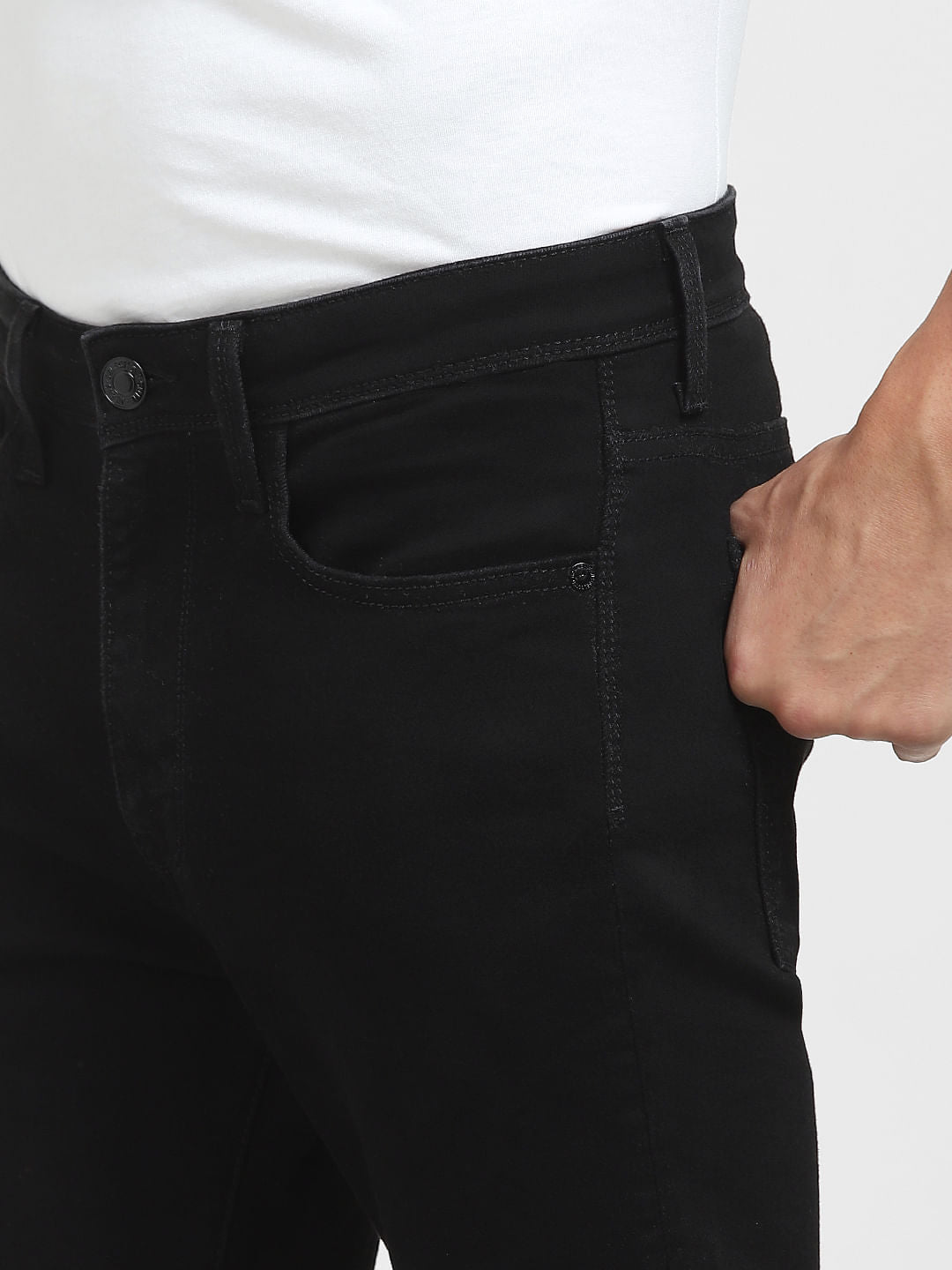 Black Mid Rise Slim Fit Jeans