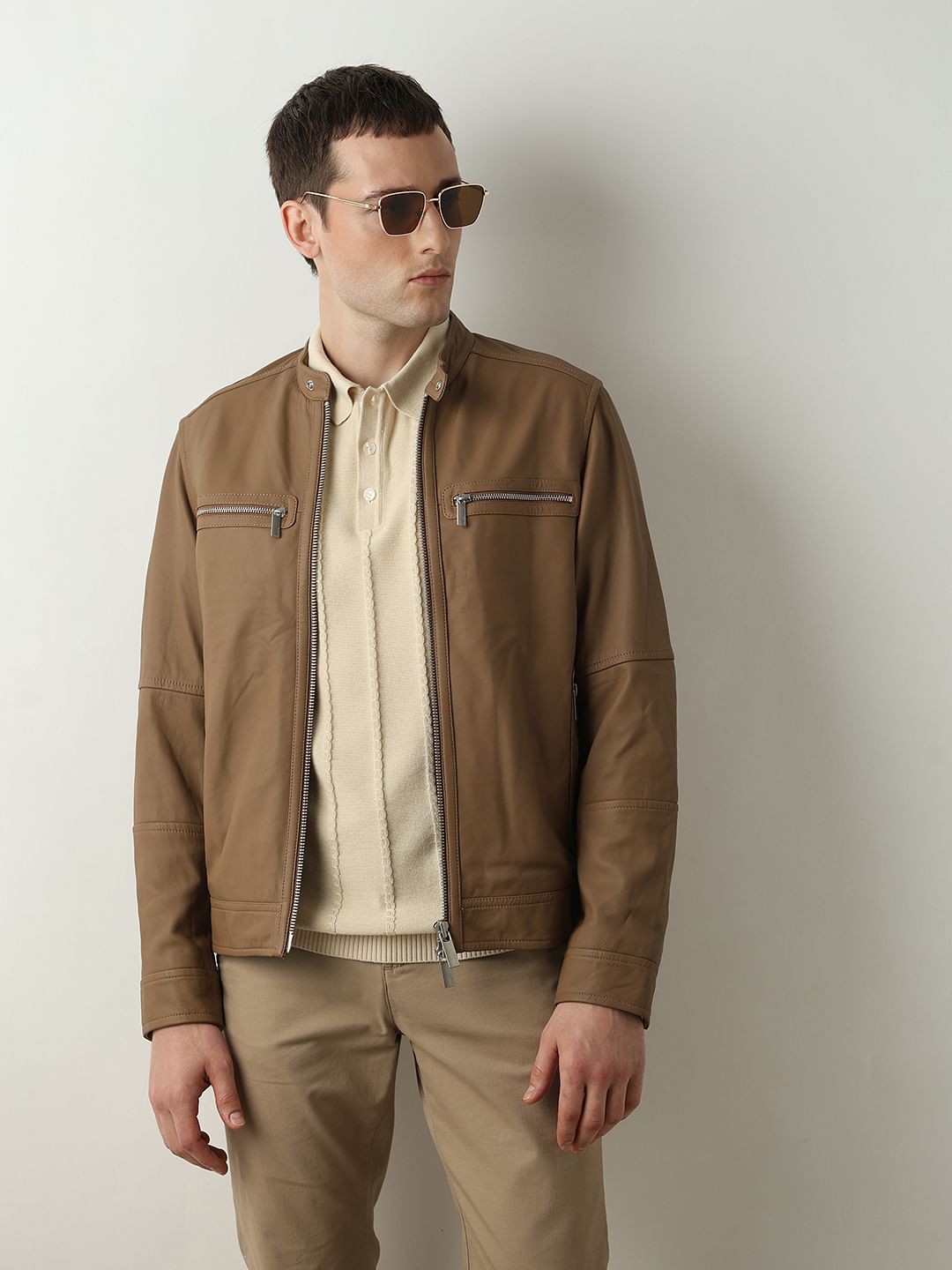 Beige Organic Cotton Polo T-shirt