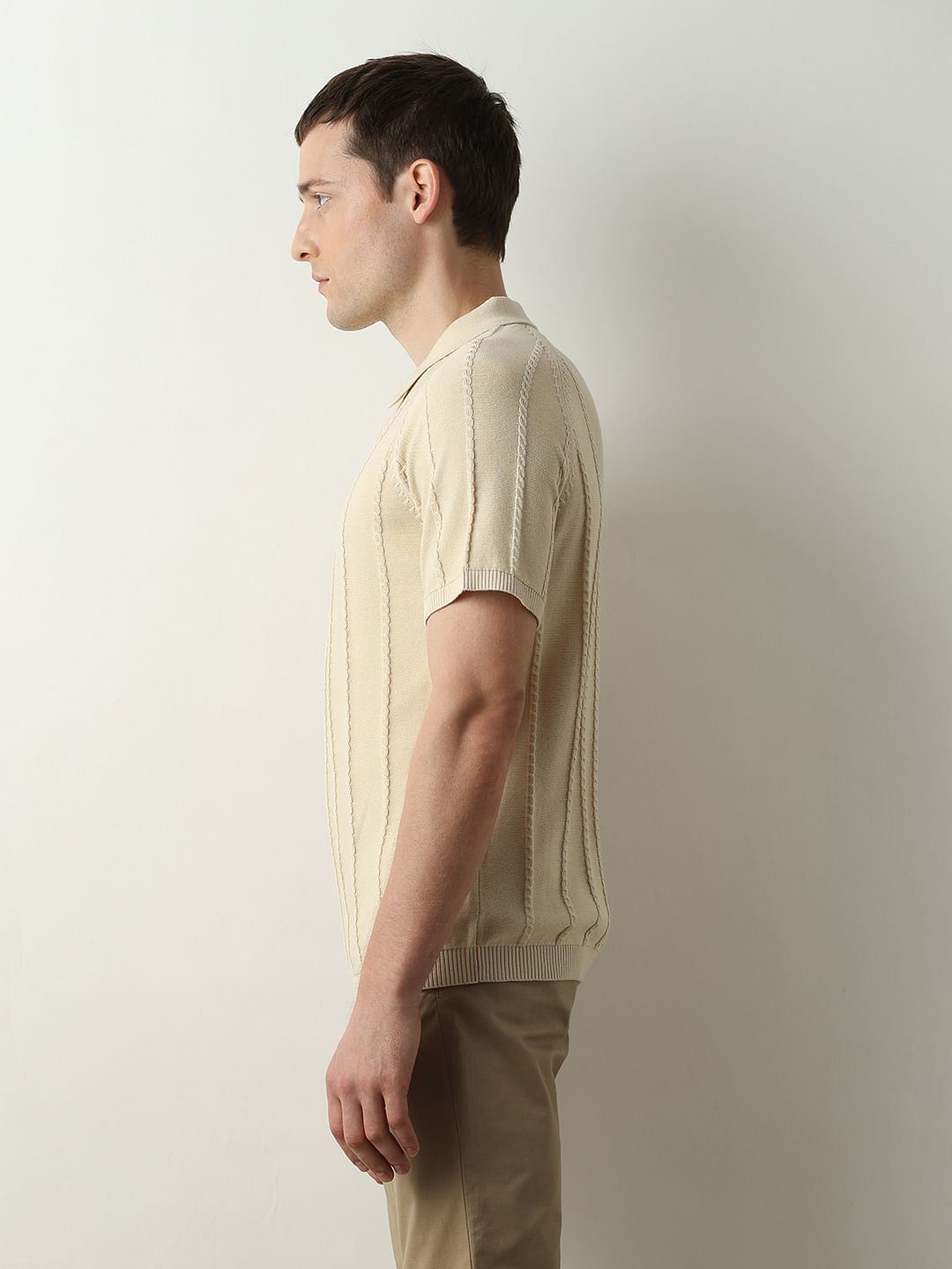 Beige Organic Cotton Polo T-shirt
