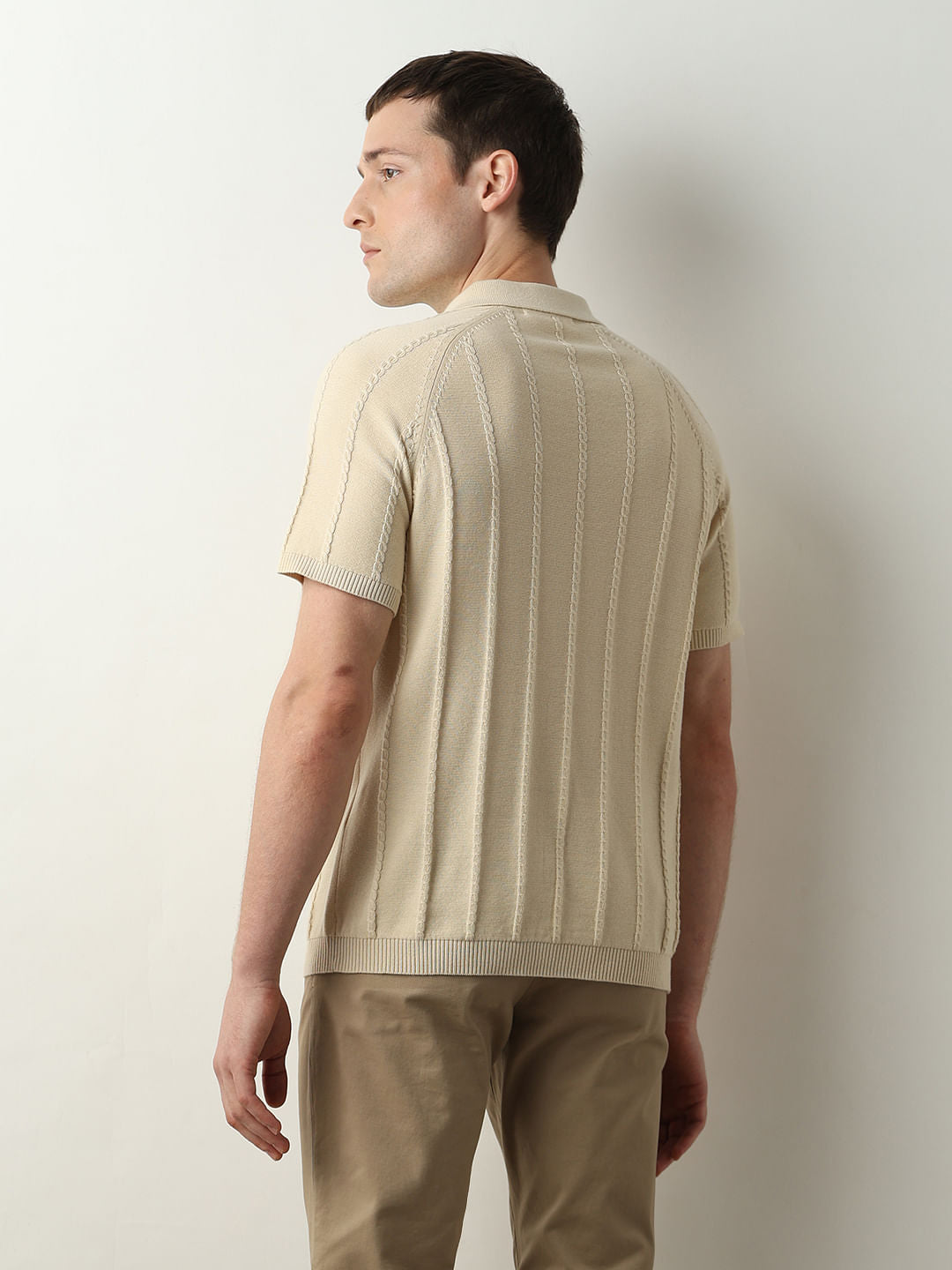 Beige Organic Cotton Polo T-shirt