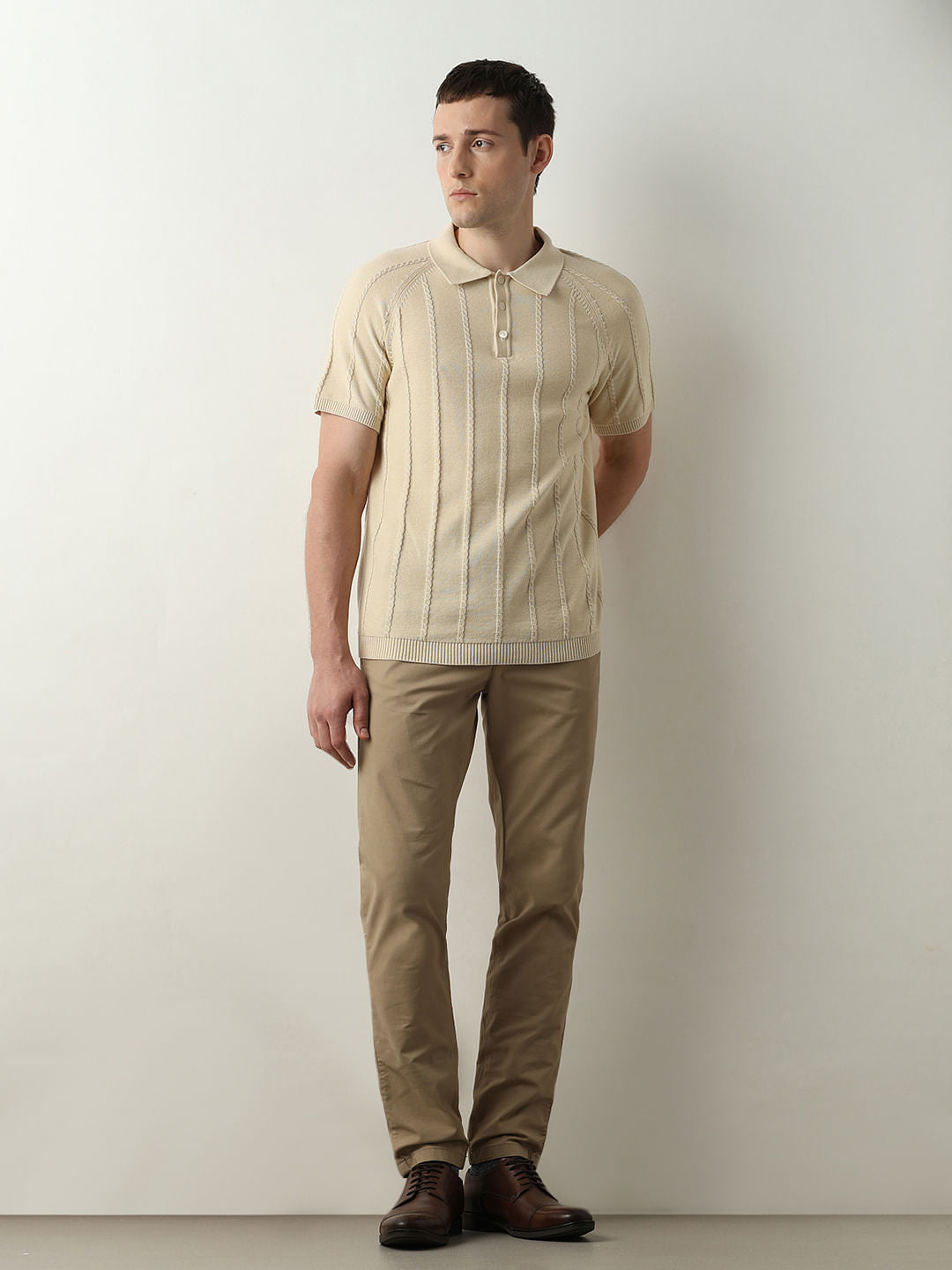 Beige Organic Cotton Polo T-shirt