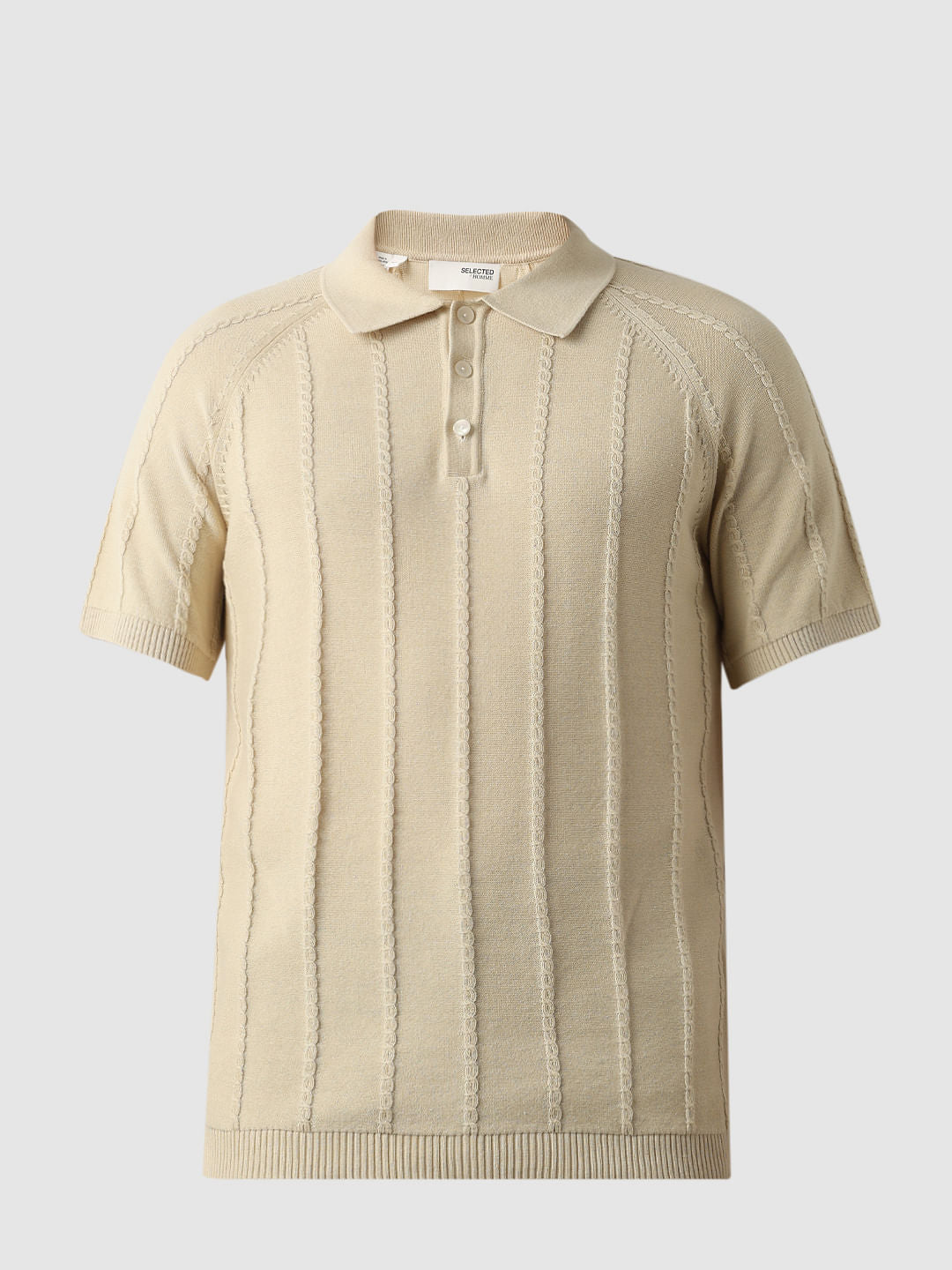 Beige Organic Cotton Polo T-shirt
