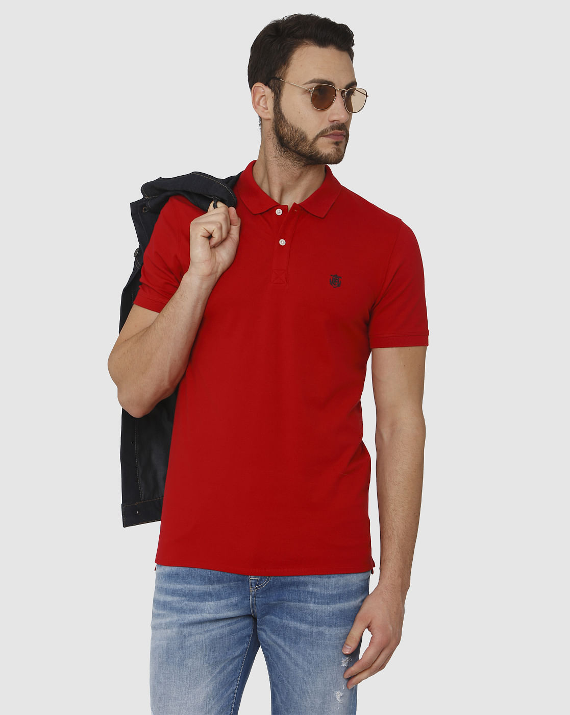 Red Slim Fit Polo Neck T-Shirt