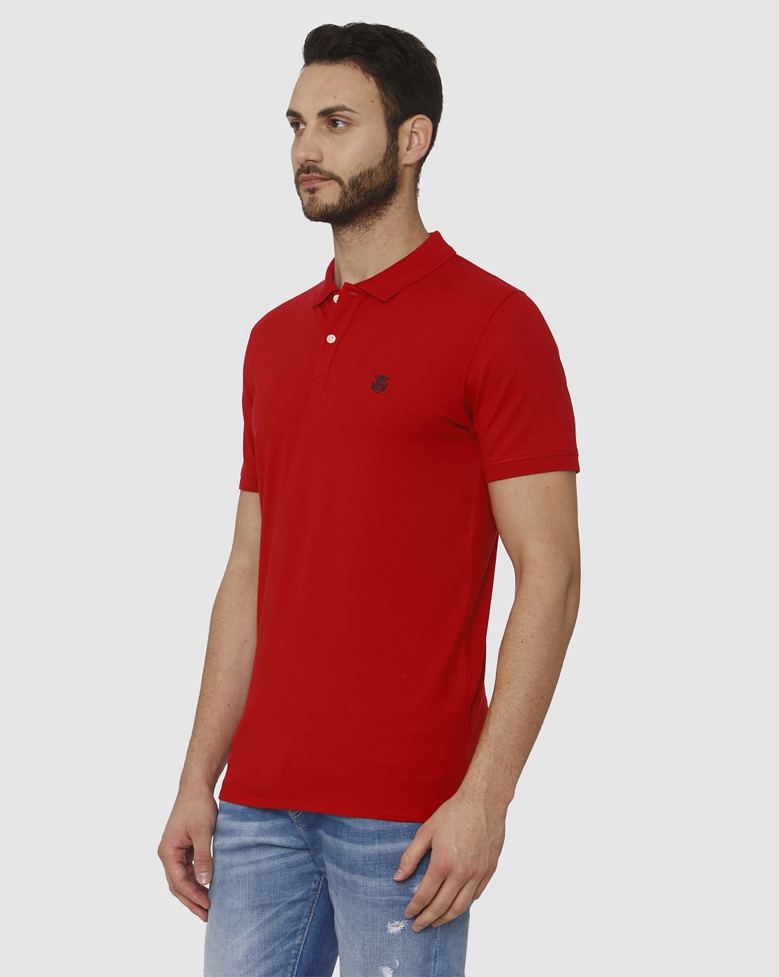 Red Slim Fit Polo Neck T-Shirt