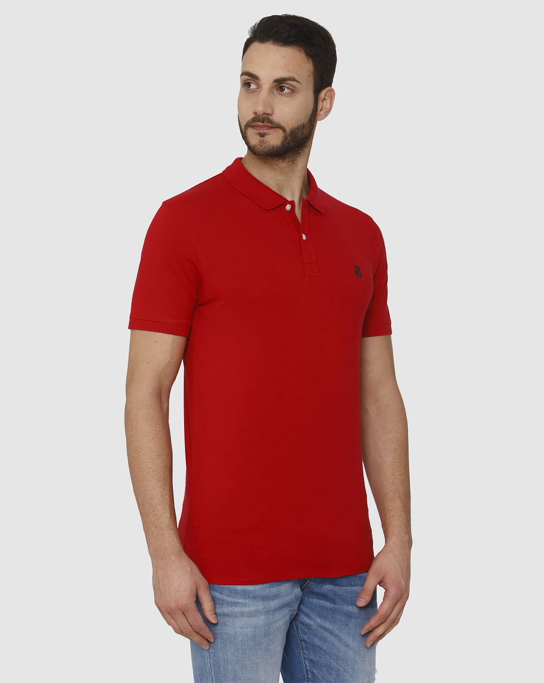 Red Slim Fit Polo Neck T-Shirt
