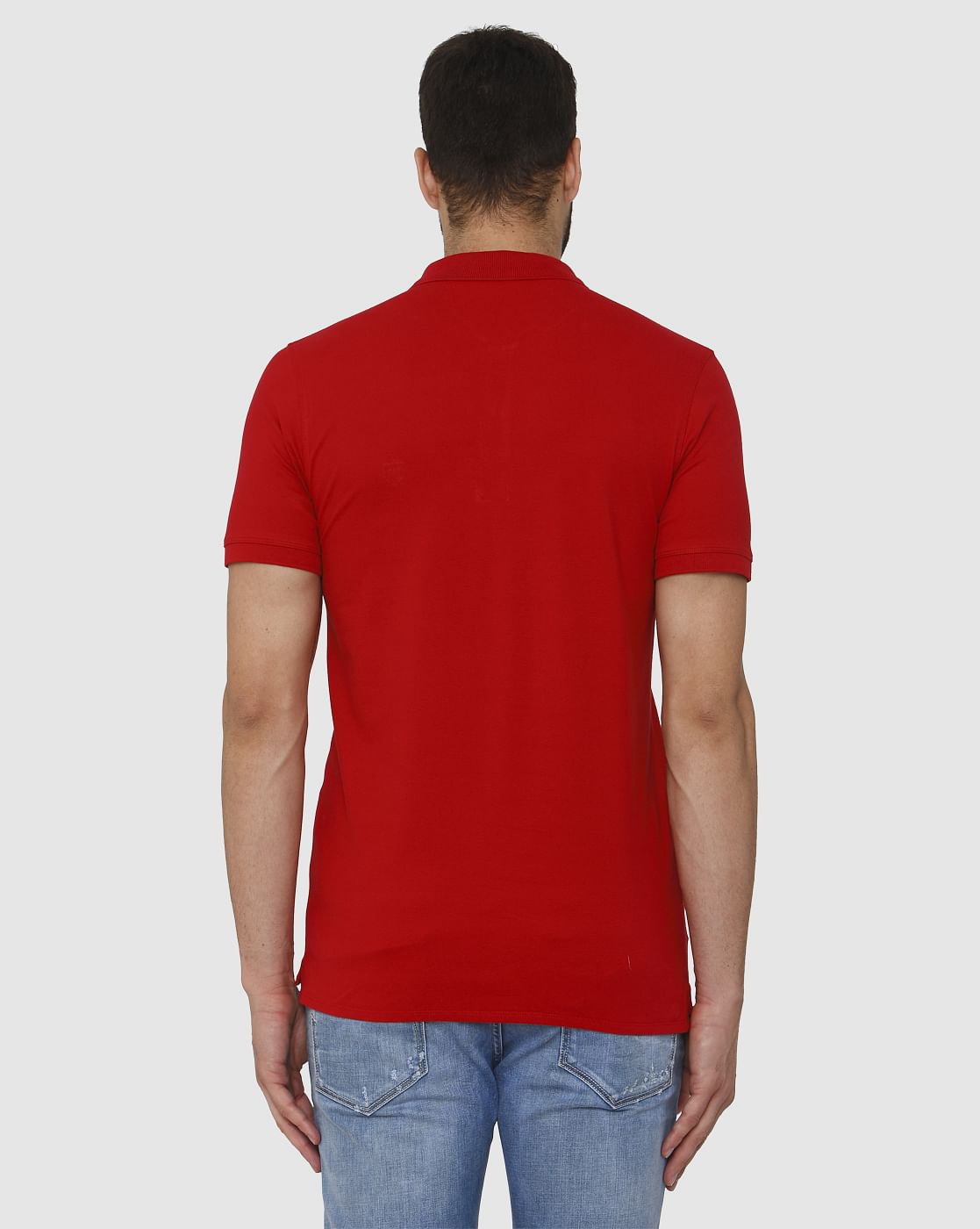 Red Slim Fit Polo Neck T-Shirt