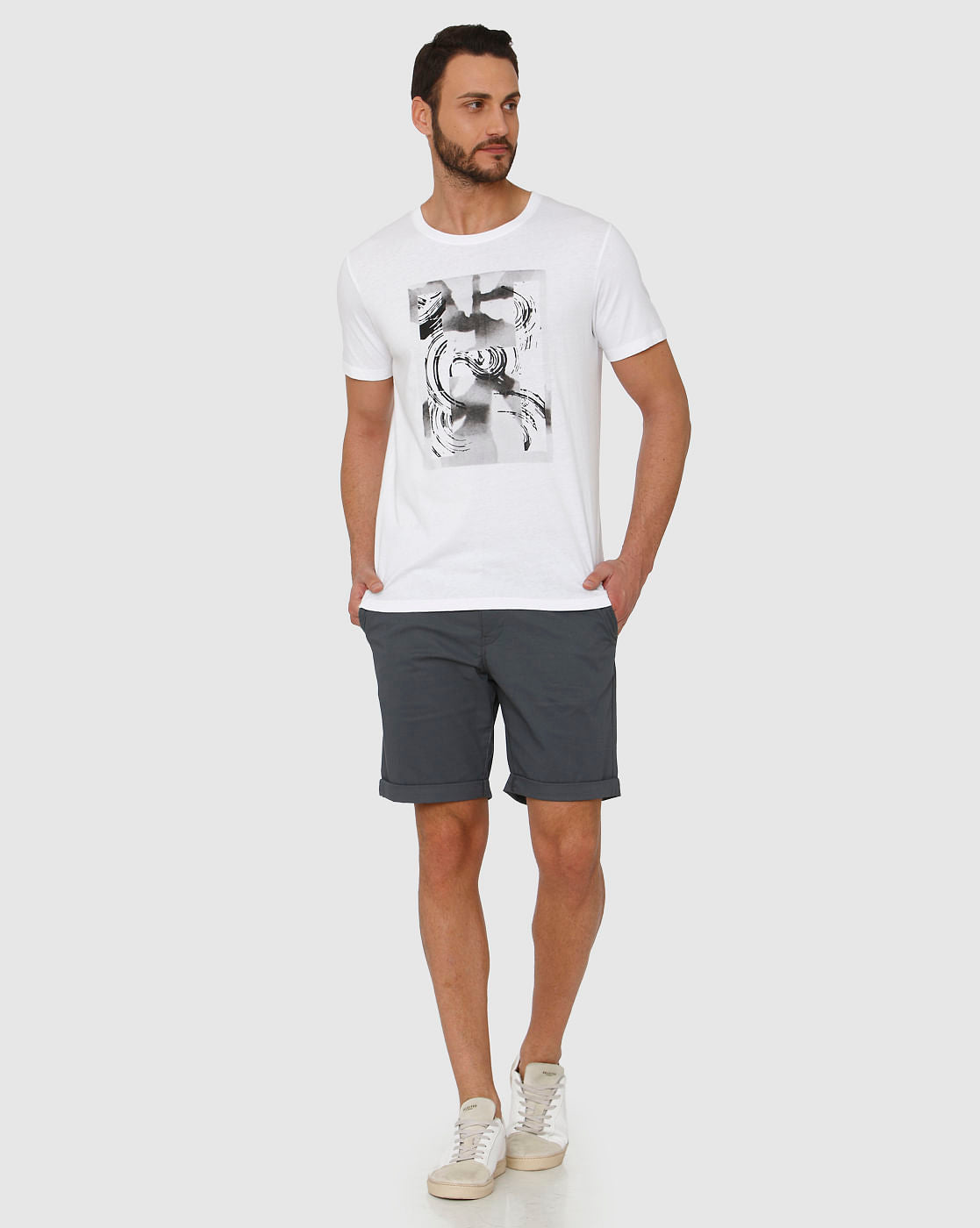 White Graphic Print Crew Neck T-Shirt