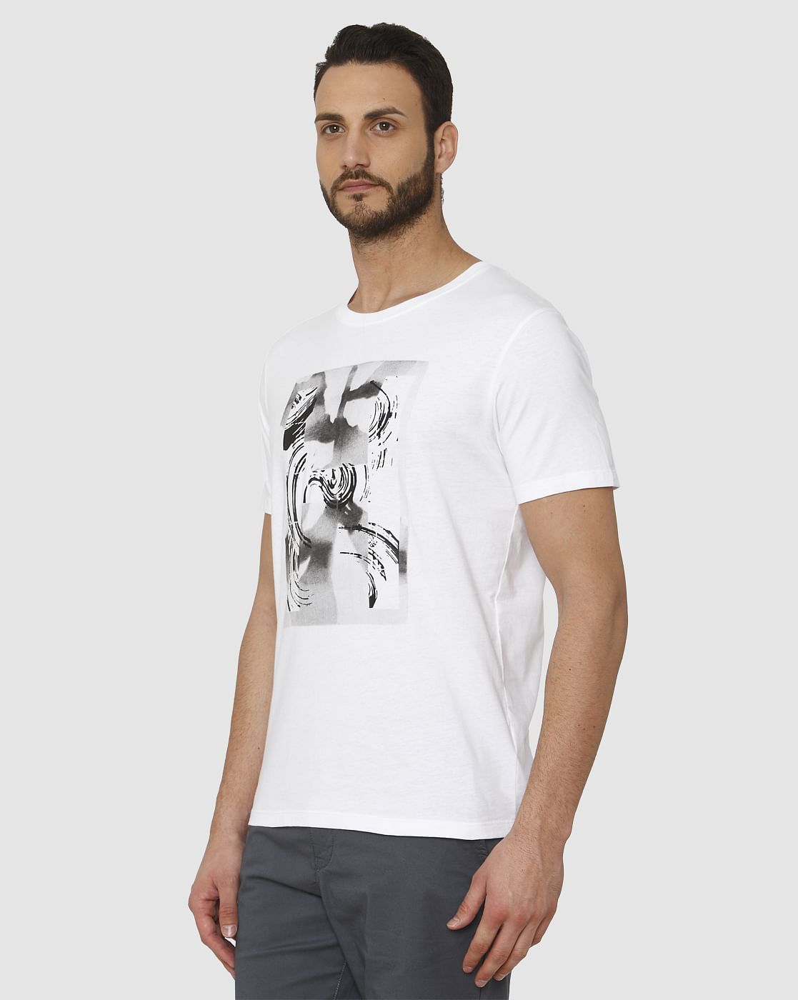 White Graphic Print Crew Neck T-Shirt