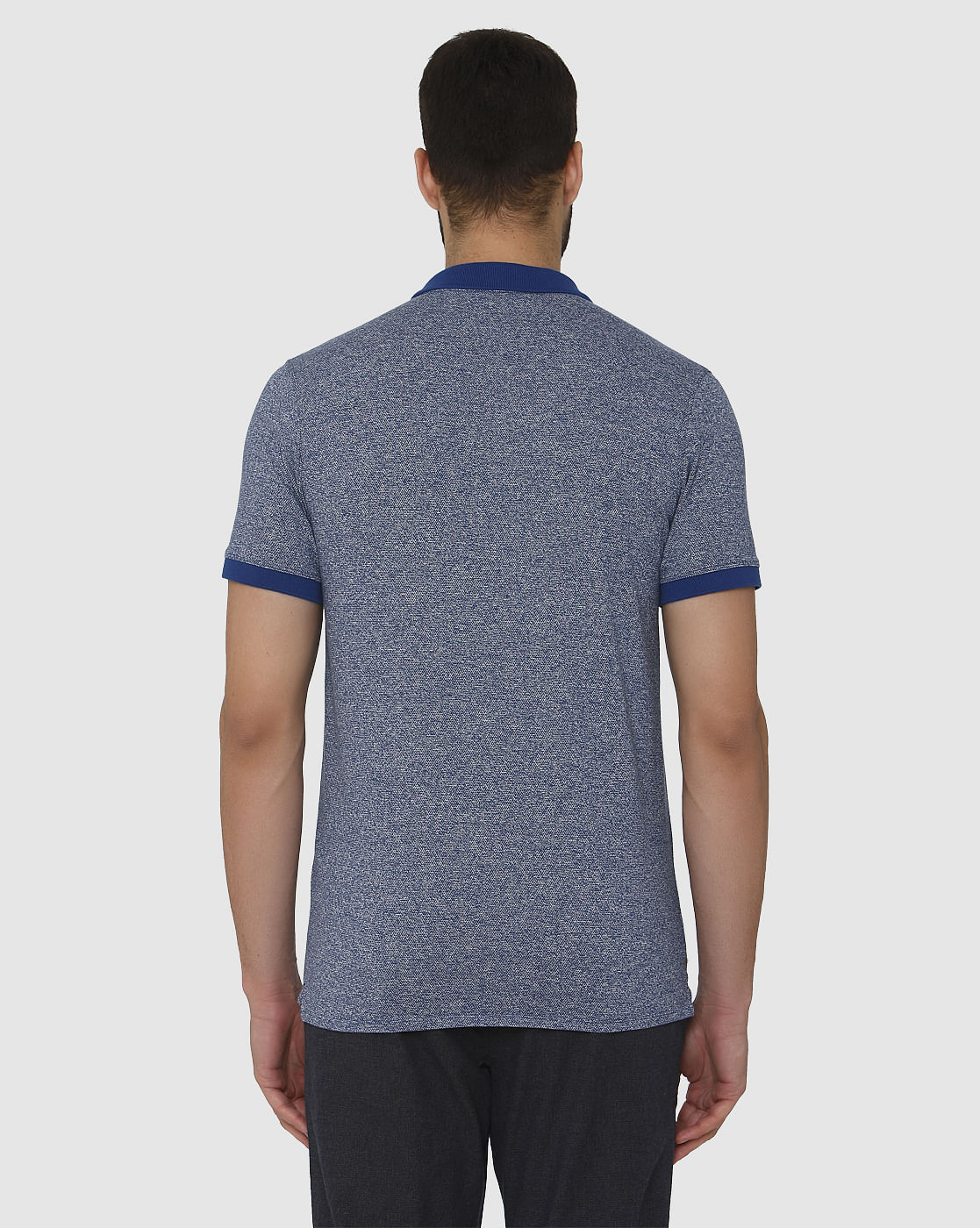 Blue Contrast Tipping Polo Neck T-Shirt